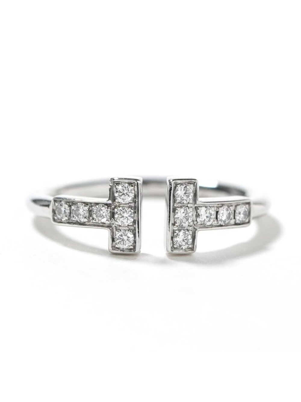 Tiffany & Co Diamond Wire Ring White Gold T Silver